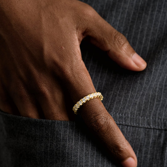 3mm Eternity Band Ring in Yellow Gold Vermeil