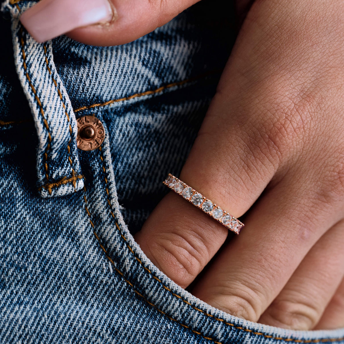 3mm Eternity Band Ring in Rose Gold Vermeil