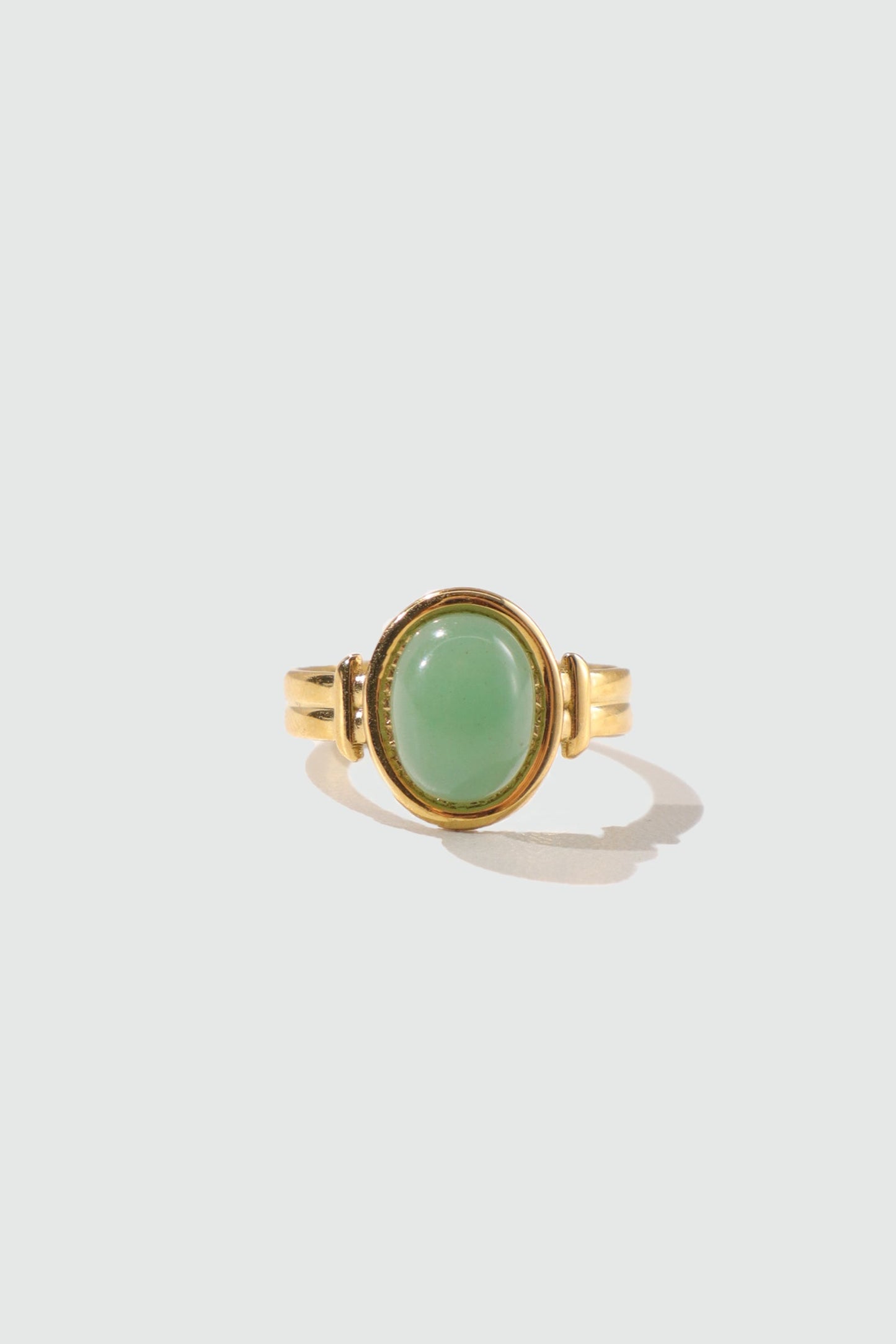18K Real Gold Stainless Steel Natural Jade Ring