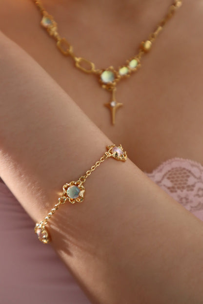 18K Real Gold Plated Multi Opal Bracelet