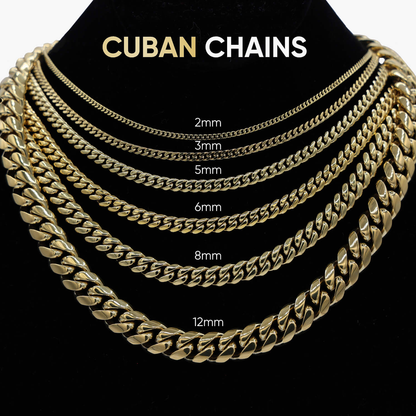 Baguette Prong Set Cuban Chain in Yellow Gold- 19mm