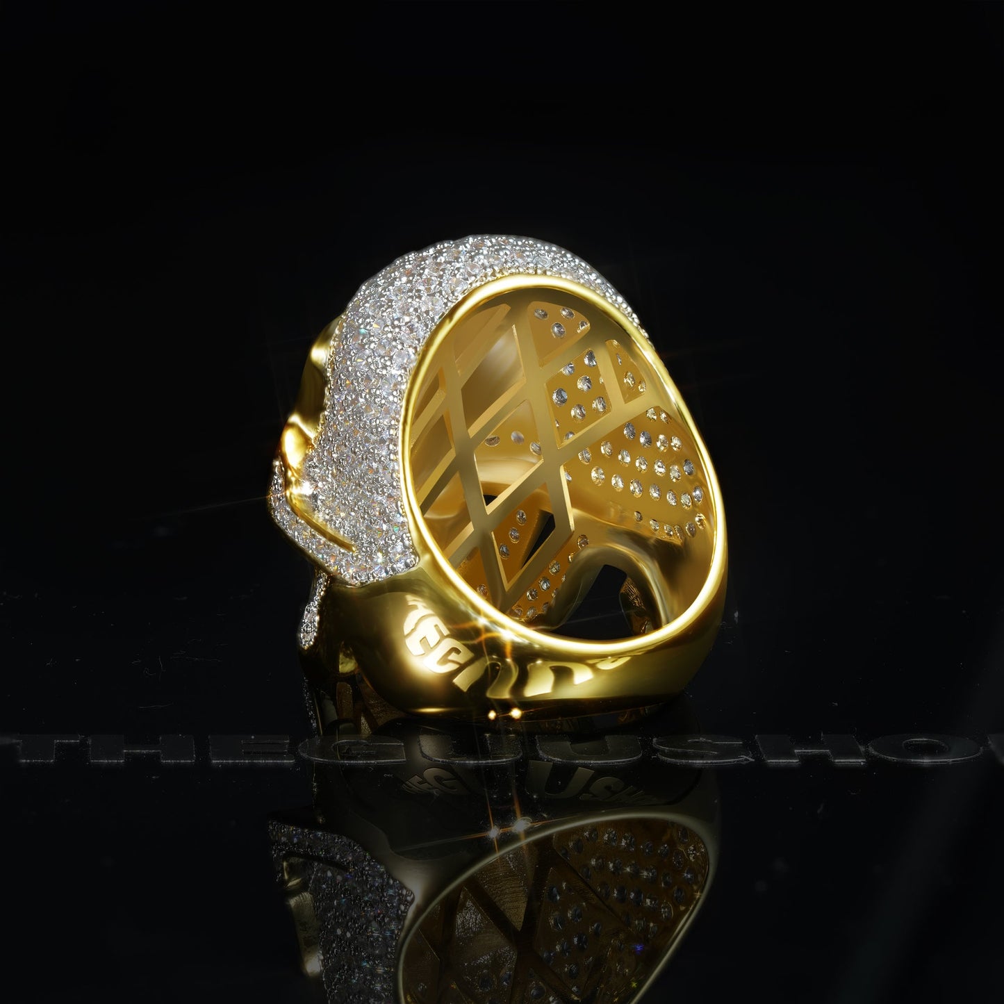 18K Gold-Plated Micro-inlay CZ Human Skeleton Ring