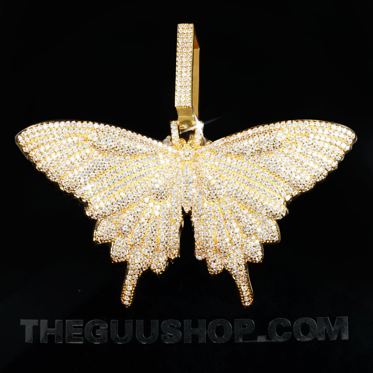 18K Gold-Plated Micro-inlay AAA CZ Butterfly Pendant Necklace