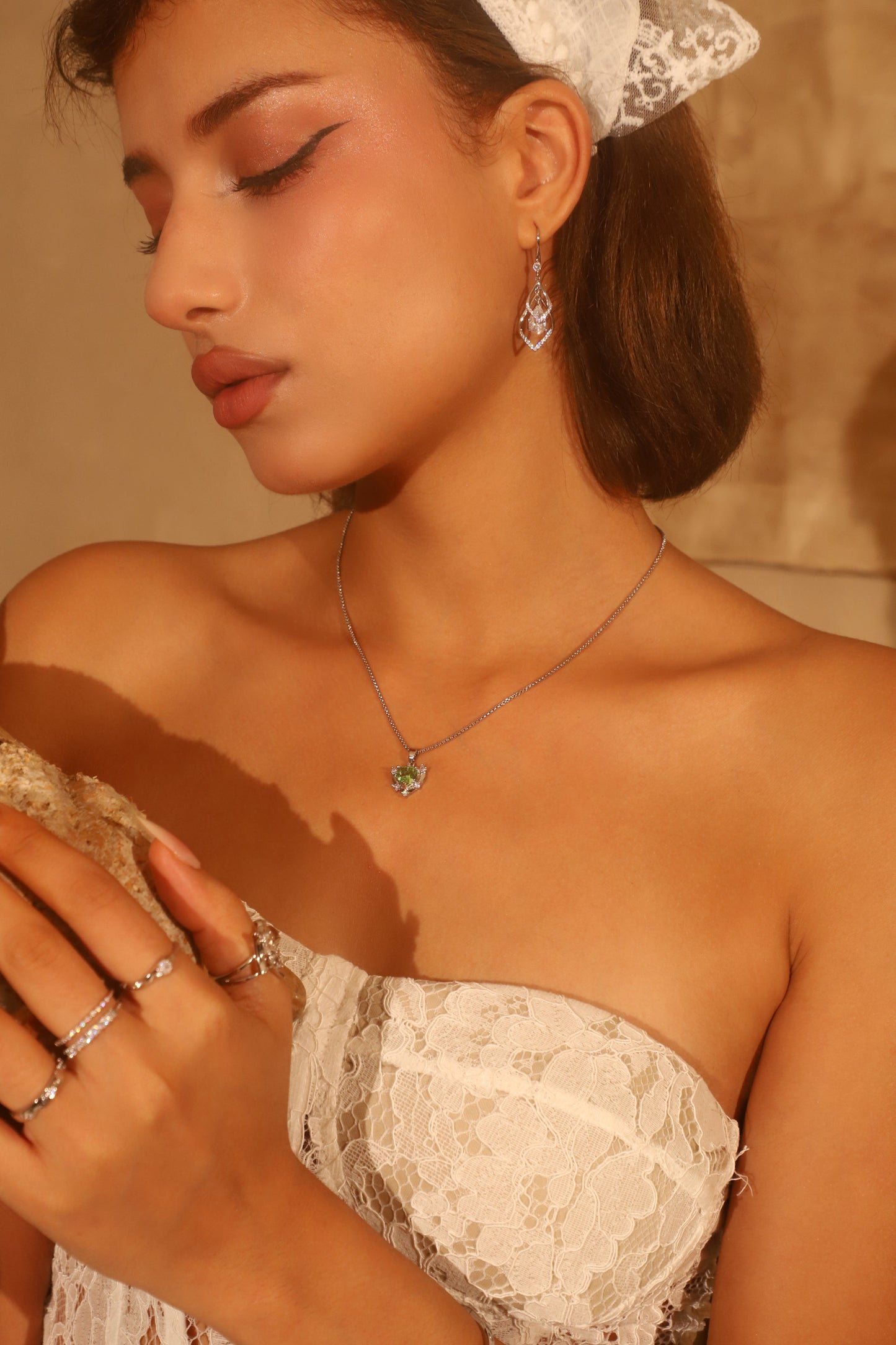 Palladium White Gold Plated Diamond Droplet Earrings