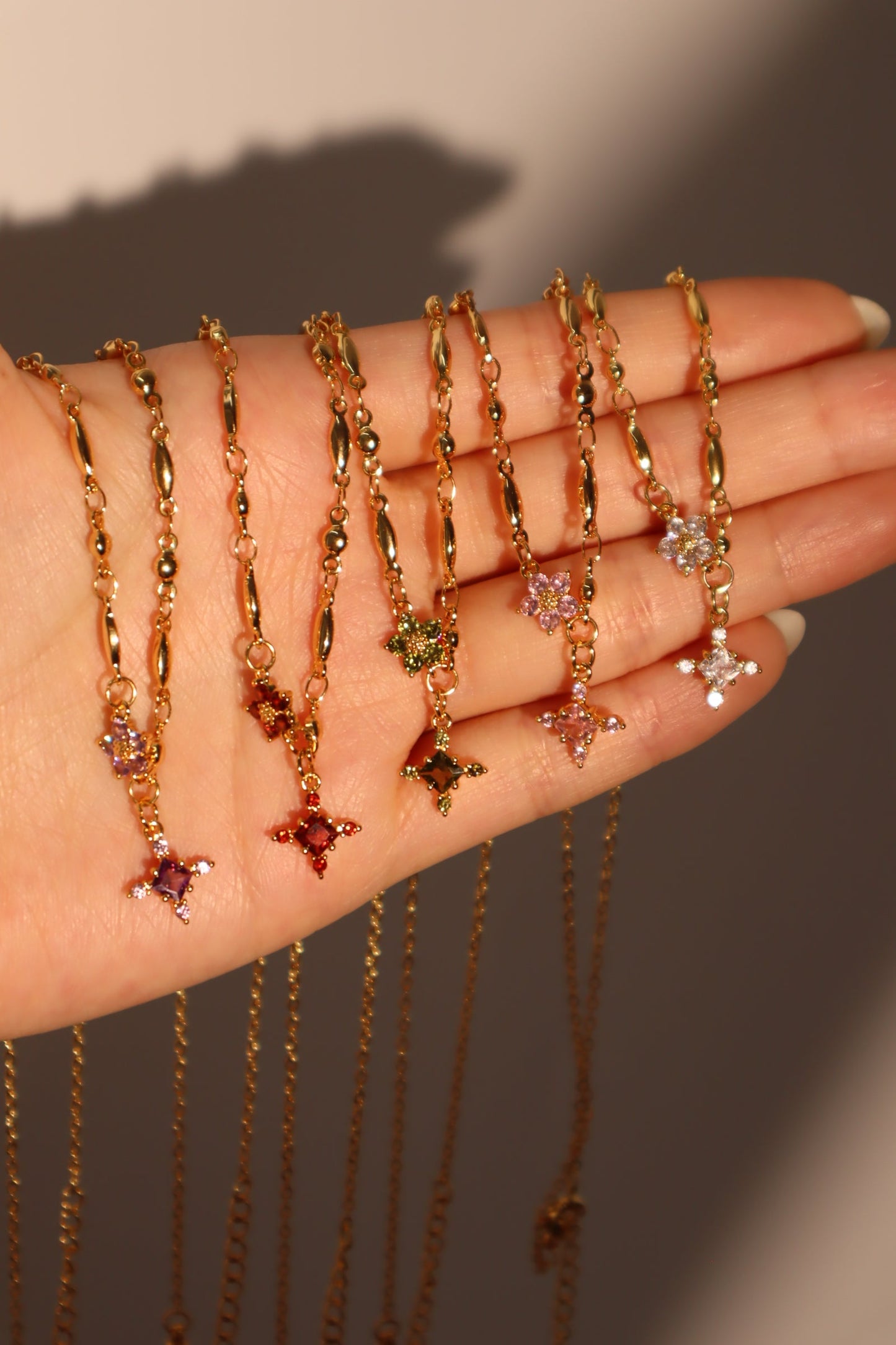 18K Real Gold Plated Tourmaline Starlight Cross Necklace