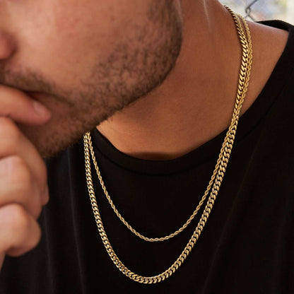 5mm Miami Cuban Chain + 2mm Rope Chain Bundle