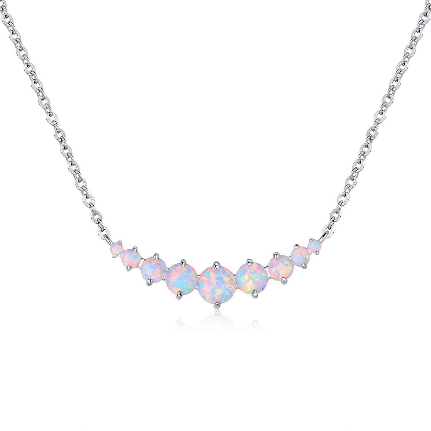 18K Gold Plated Graduated Opal Necklace