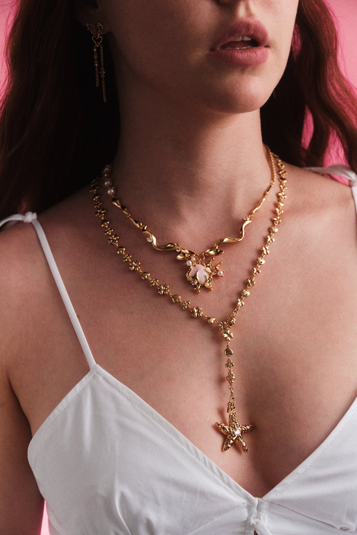 18K Real Gold Plated Pink Shell Necklace