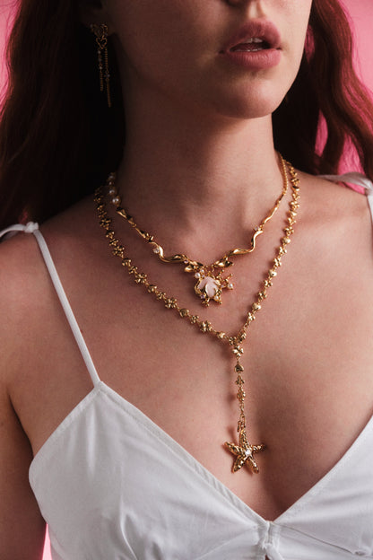 18K Real Gold Plated Pink Shell Necklace