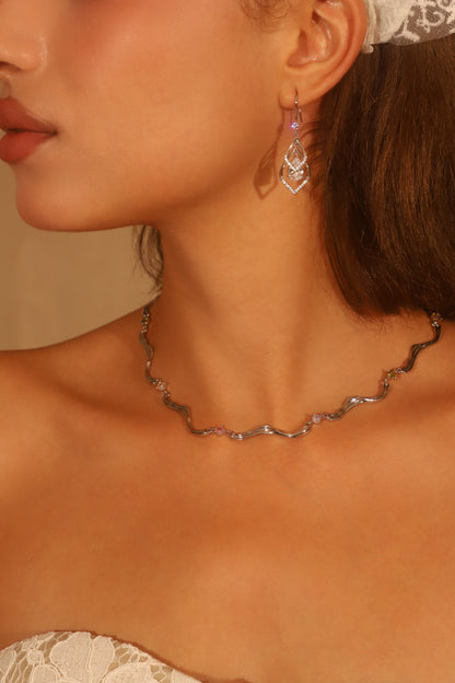 Palladium White Gold Plated Diamond Droplet Earrings