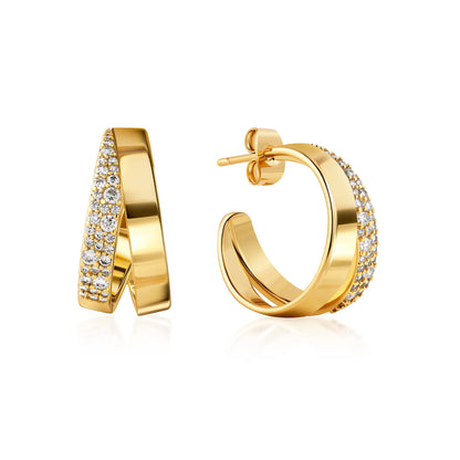 18K Gold Plated Double Hoop Earrings