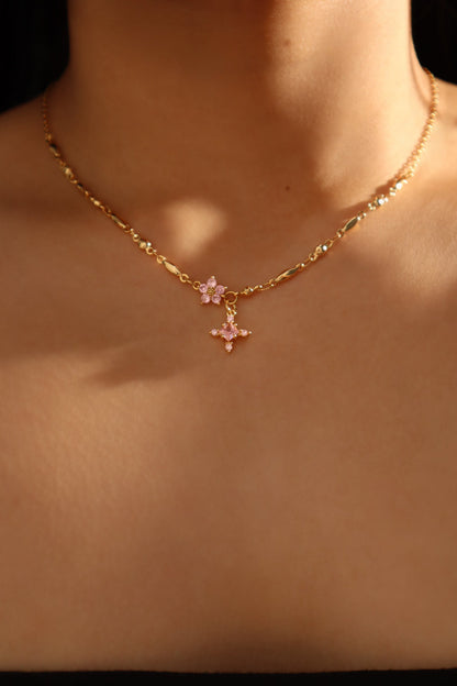 18K Real Gold Plated Tourmaline Starlight Cross Necklace