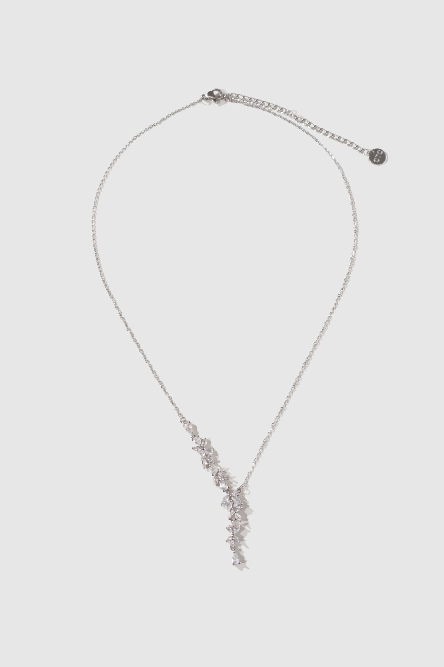 Palladium White Gold Plated Diamond Leaf Necklace