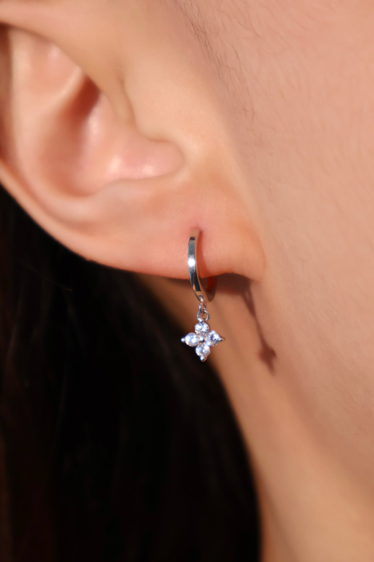 925 Sterling Silver Starlight Petal Hoop Earrings