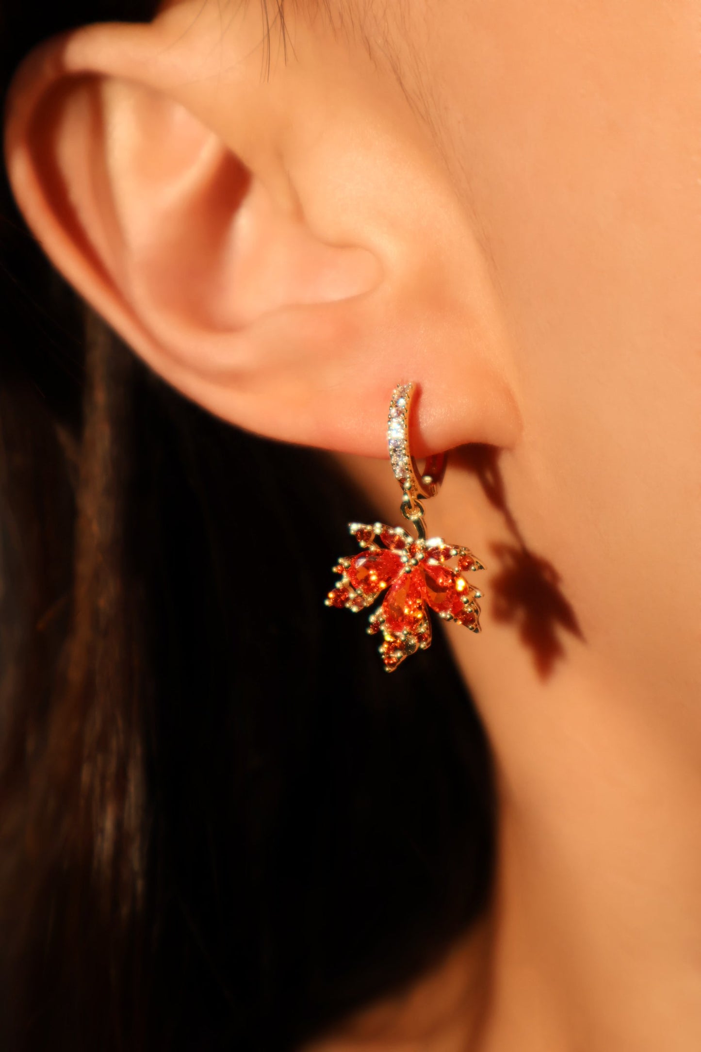 18K Real Gold Plated Maple Leaves Earrings