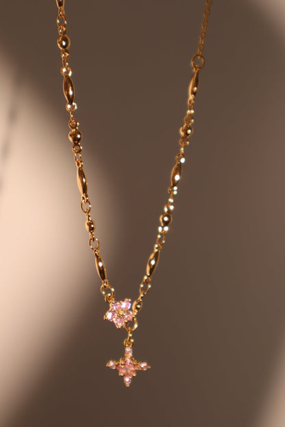 18K Real Gold Plated Tourmaline Starlight Cross Necklace