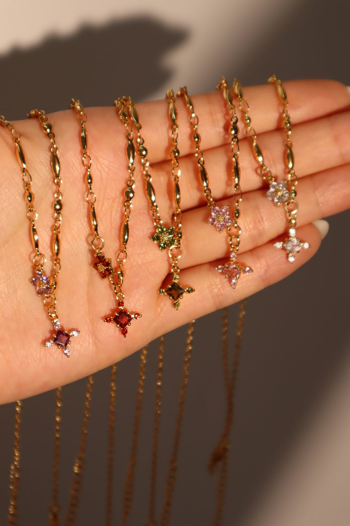 18K Real Gold Plated Tourmaline Starlight Cross Necklace