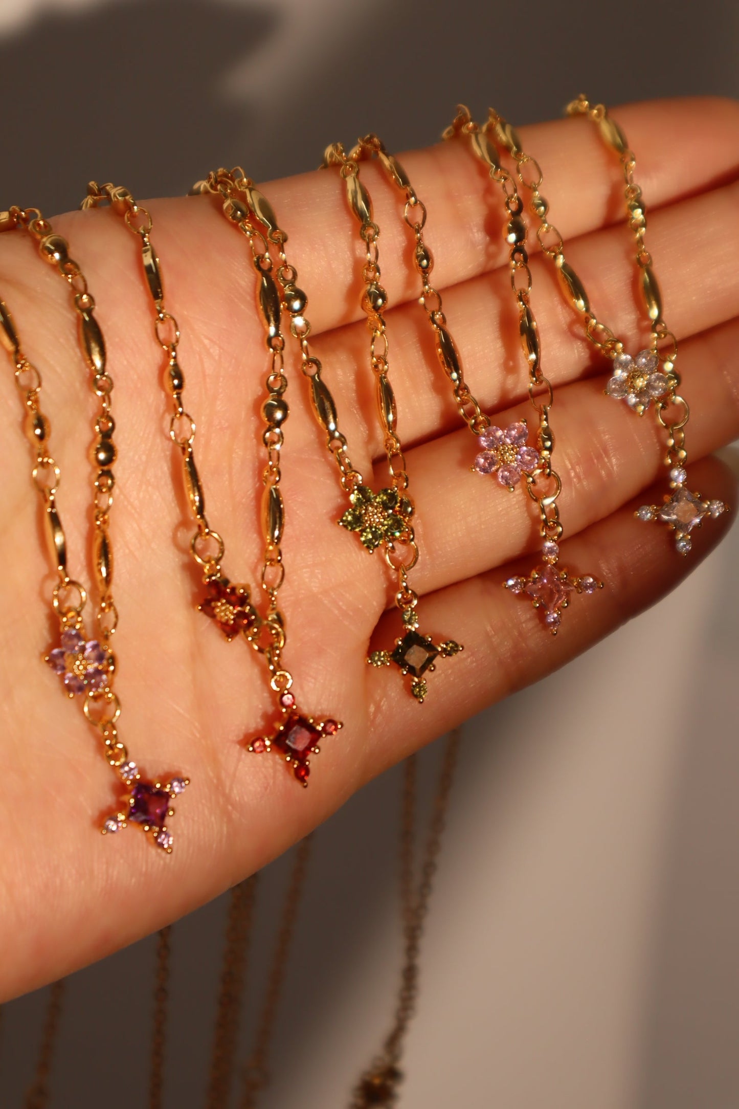 18K Real Gold Plated Tourmaline Starlight Cross Necklace