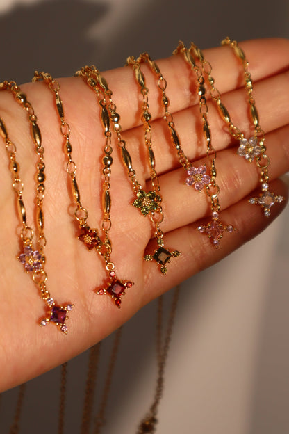 18K Real Gold Plated Tourmaline Starlight Cross Necklace