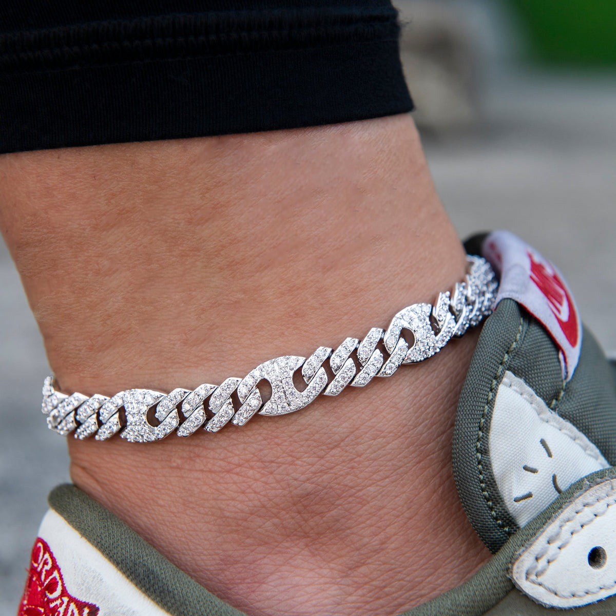 9MM Iced Mariner Cuban Anklet in White Gold