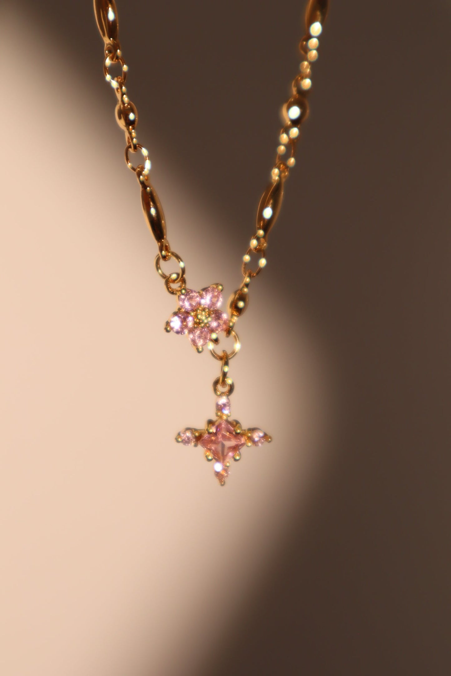 18K Real Gold Plated Tourmaline Starlight Cross Necklace