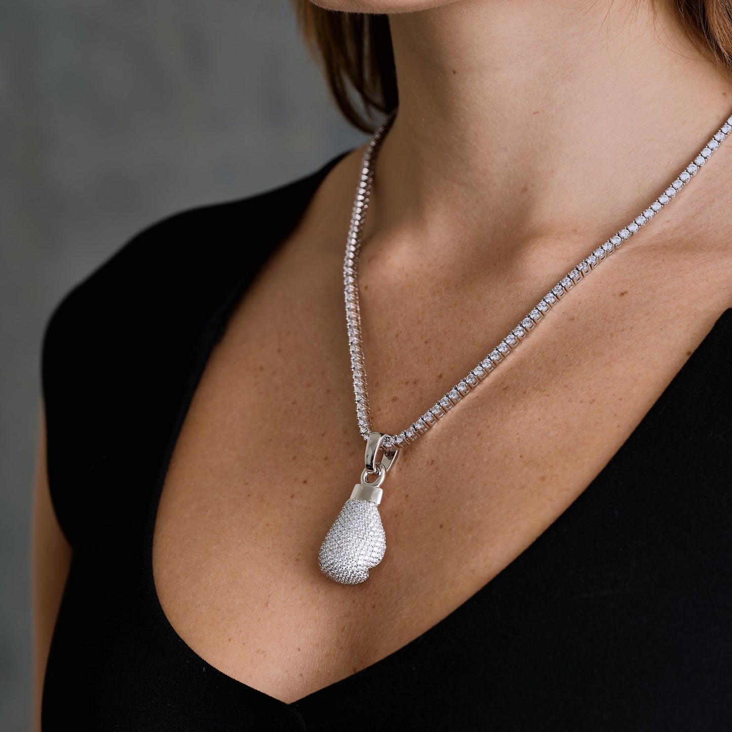 Boxing Glove (Right) Pendant in White Gold