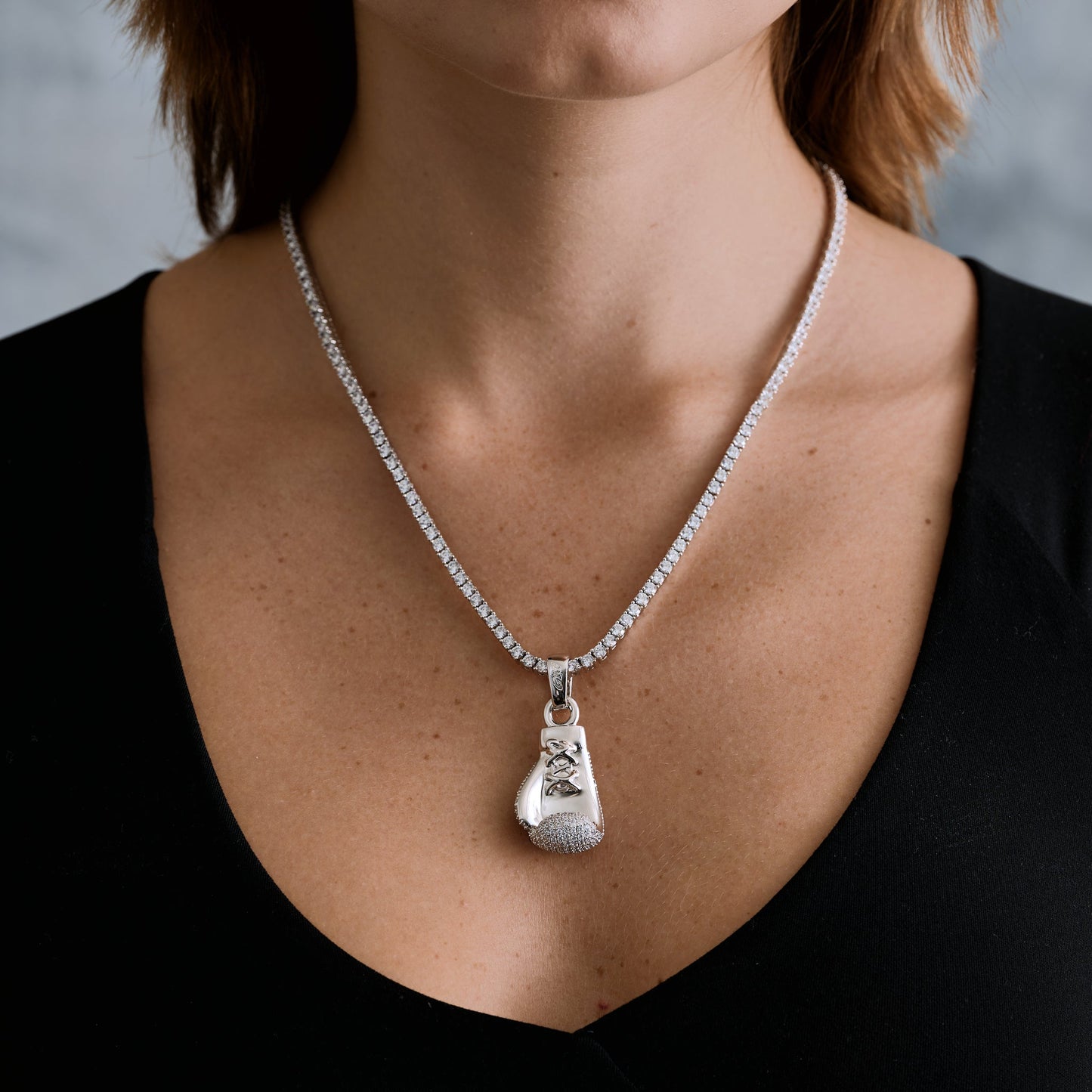 Boxing Glove (Right) Pendant in White Gold