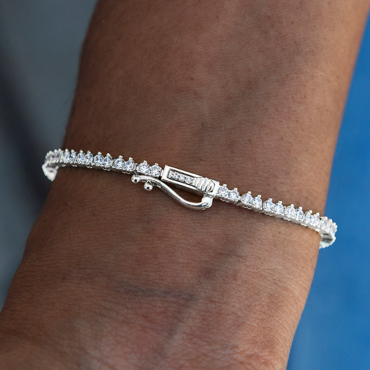 3 Prong Tennis Bracelet in White Gold -2mm