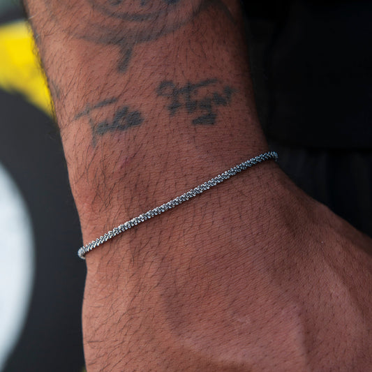 2MM Diamond Cut Popcorn Bracelet in Black