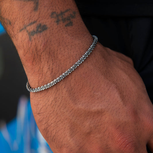 4MM Diamond Cut Popcorn Bracelet in Black