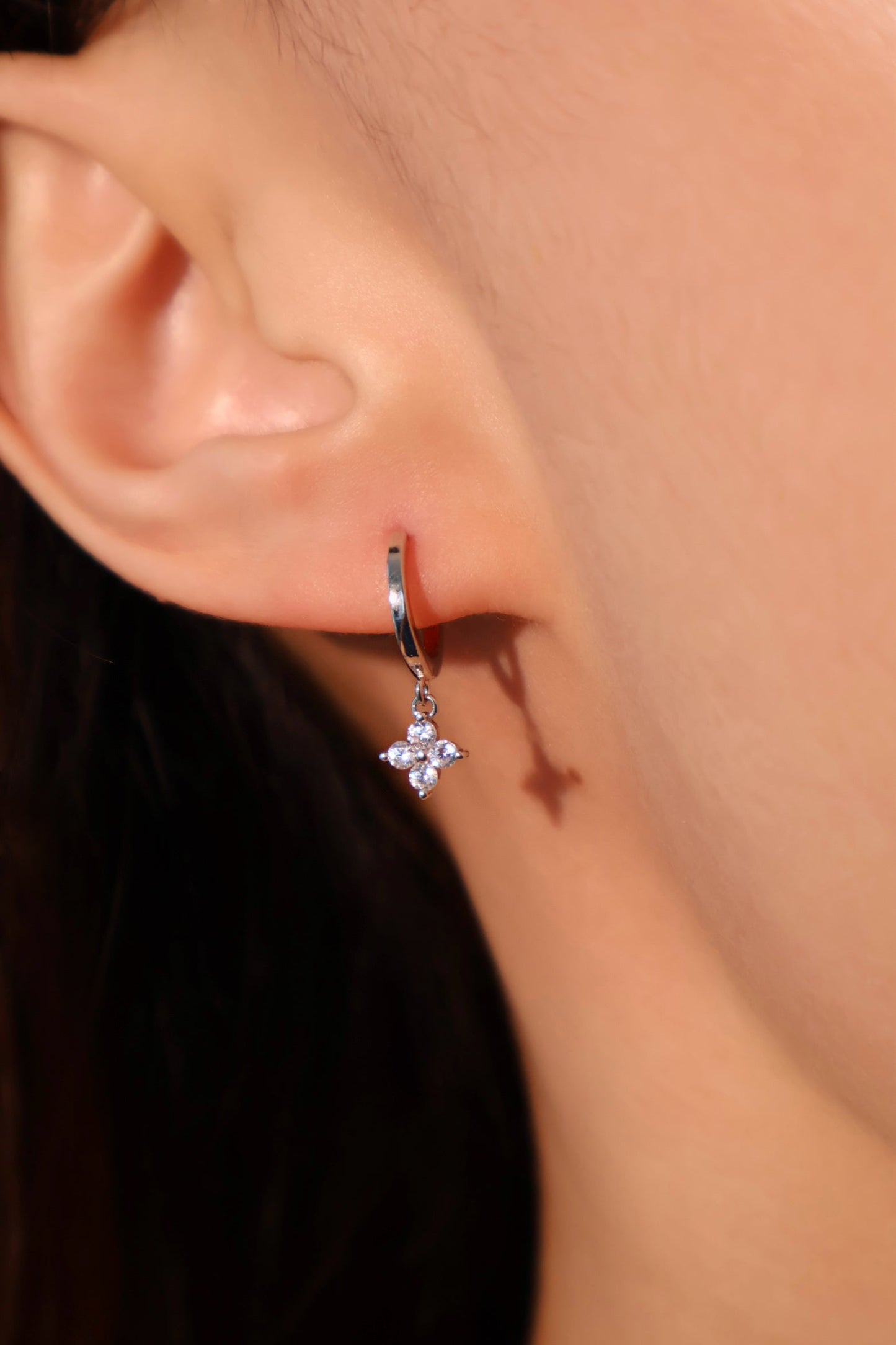 925 Sterling Silver Starlight Petal Hoop Earrings