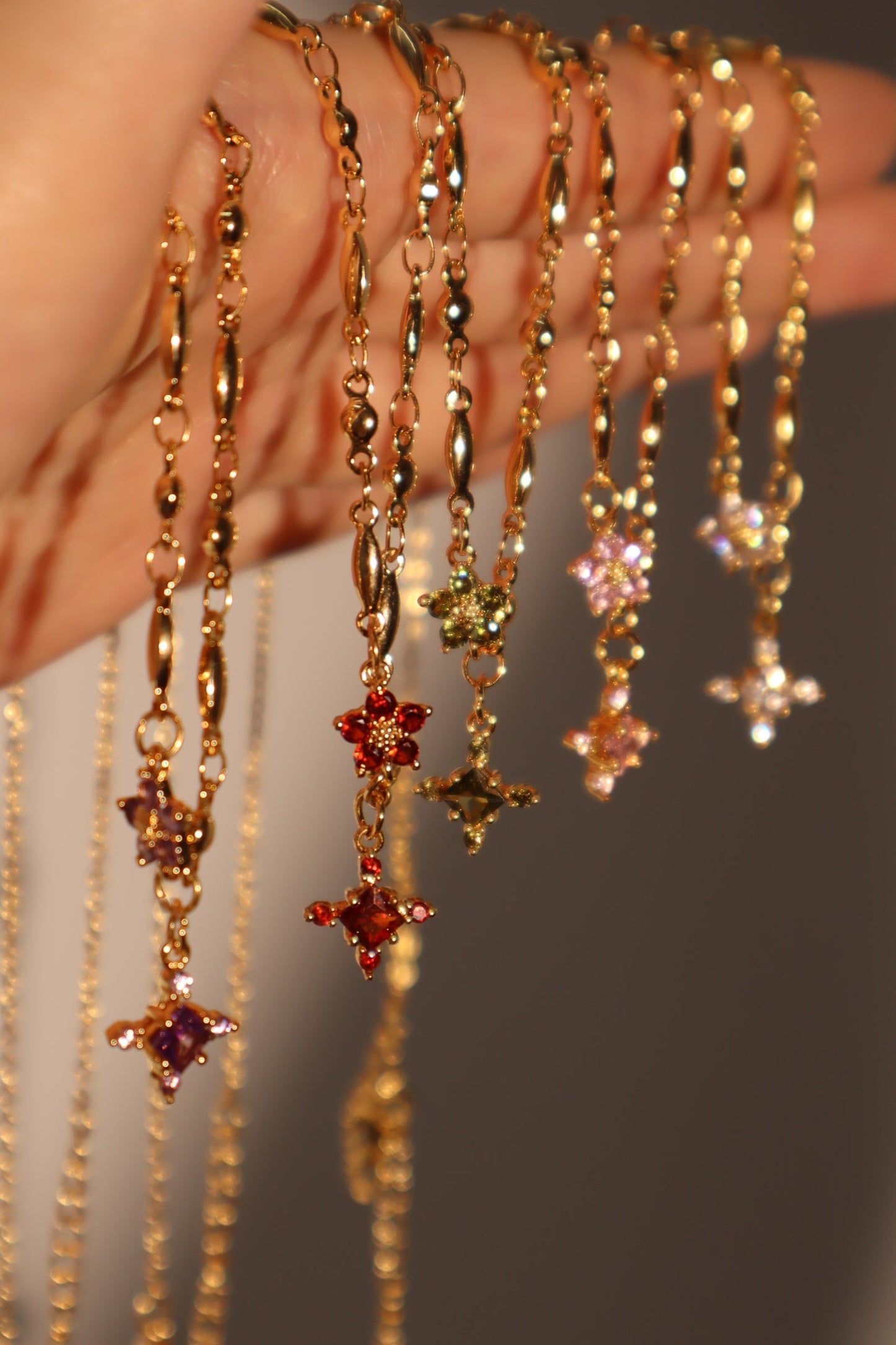 18K Real Gold Plated Peridot Starlight Cross Necklace