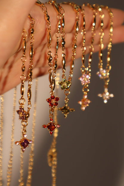 18K Real Gold Plated Peridot Starlight Cross Necklace