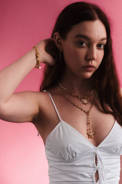 18K Real Gold Plated Pink Shell Necklace