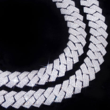16MM 3-ROW CURVED CLASP PRONG CUBAN CHAIN