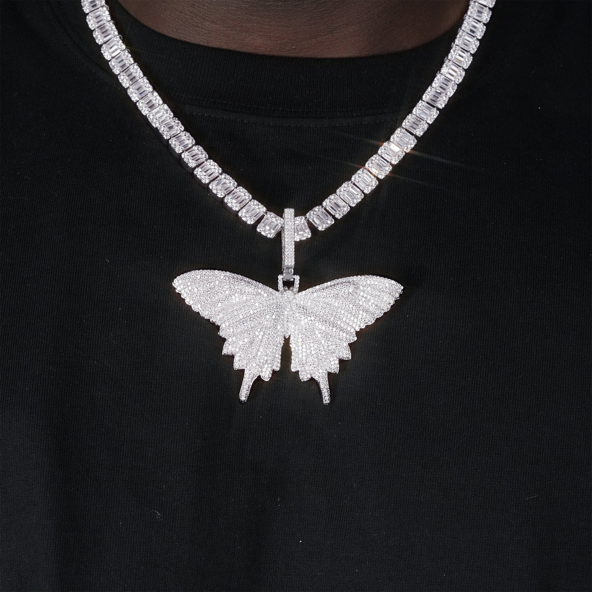 18K Gold-Plated Micro-inlay AAA CZ Butterfly Pendant Necklace