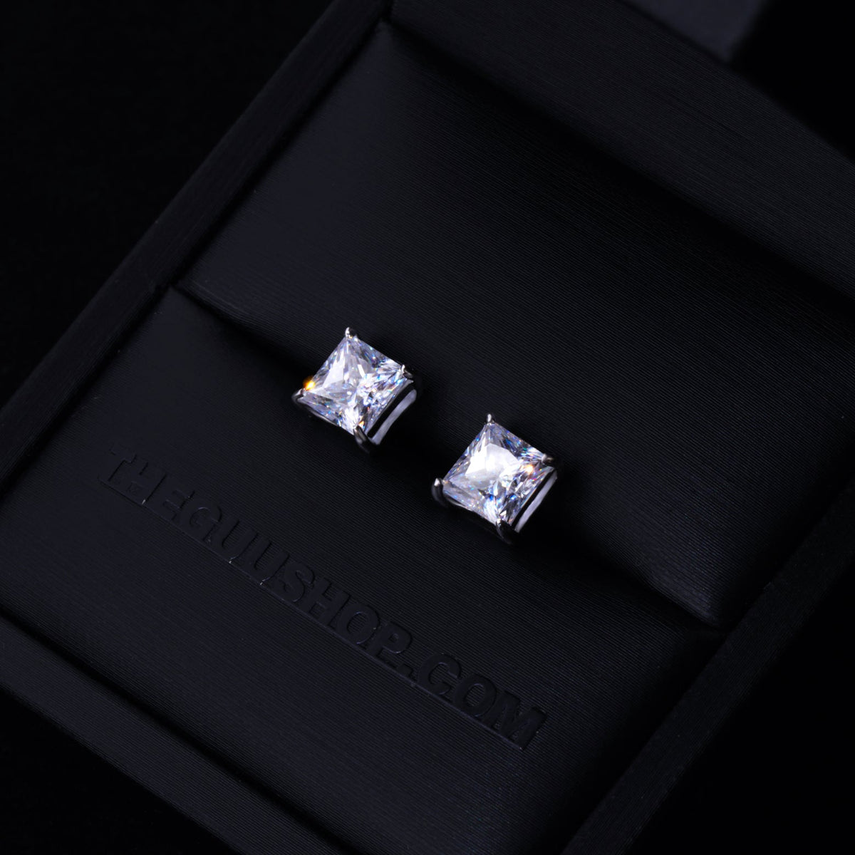 2.40 Carat VVS Moissanite Princess Cut Stud Earrings