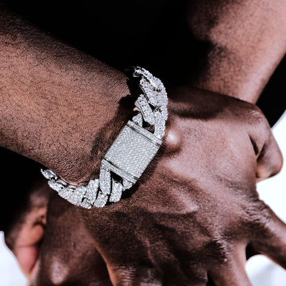 19MM 2-Row Iced Prong Cuban Bracelet