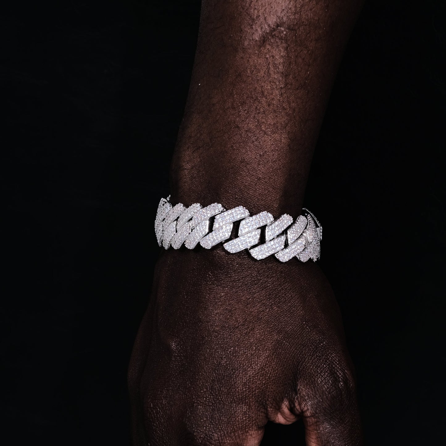 19MM 3Row Prong Cuban Link Necklace + Bracelet Bundle In WhiteGold