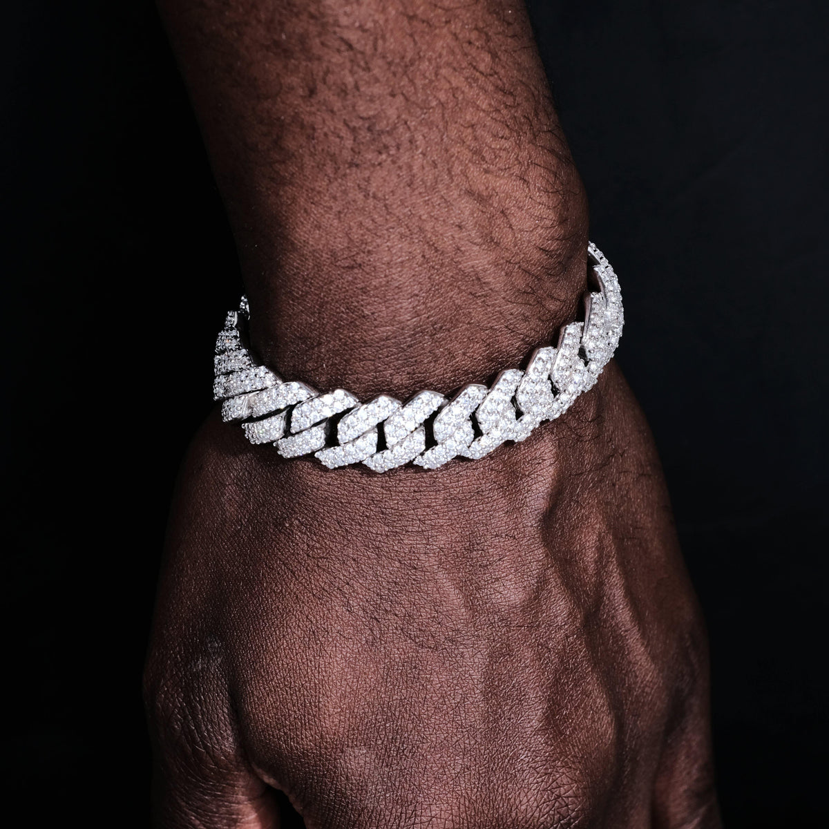14MM 2Row Prong Cuban Link Necklace + Bracelet Bundle In White Gold