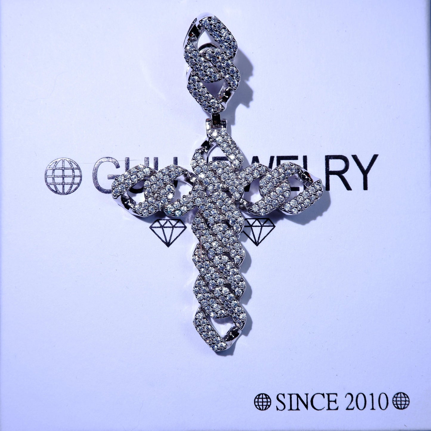18K Gold-Plated Micro-inlay  AAA CZ Iced Cross Pendant