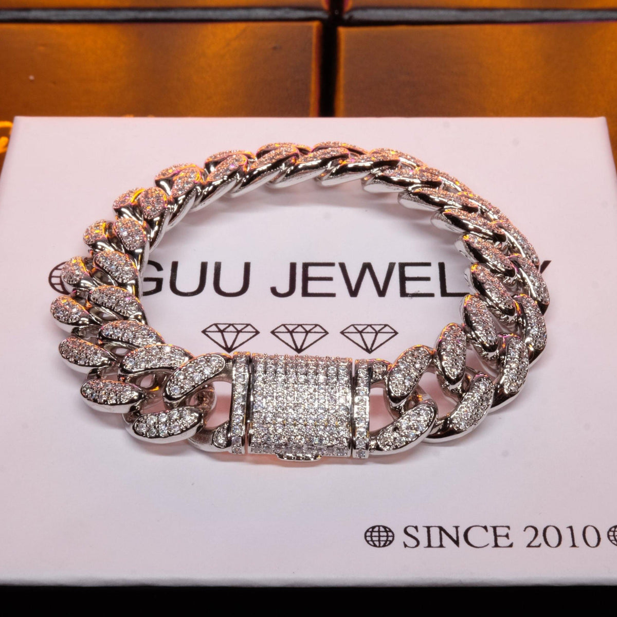 13MM 18K White Gold-Plated Classic Miami Cuban Link Bracelet