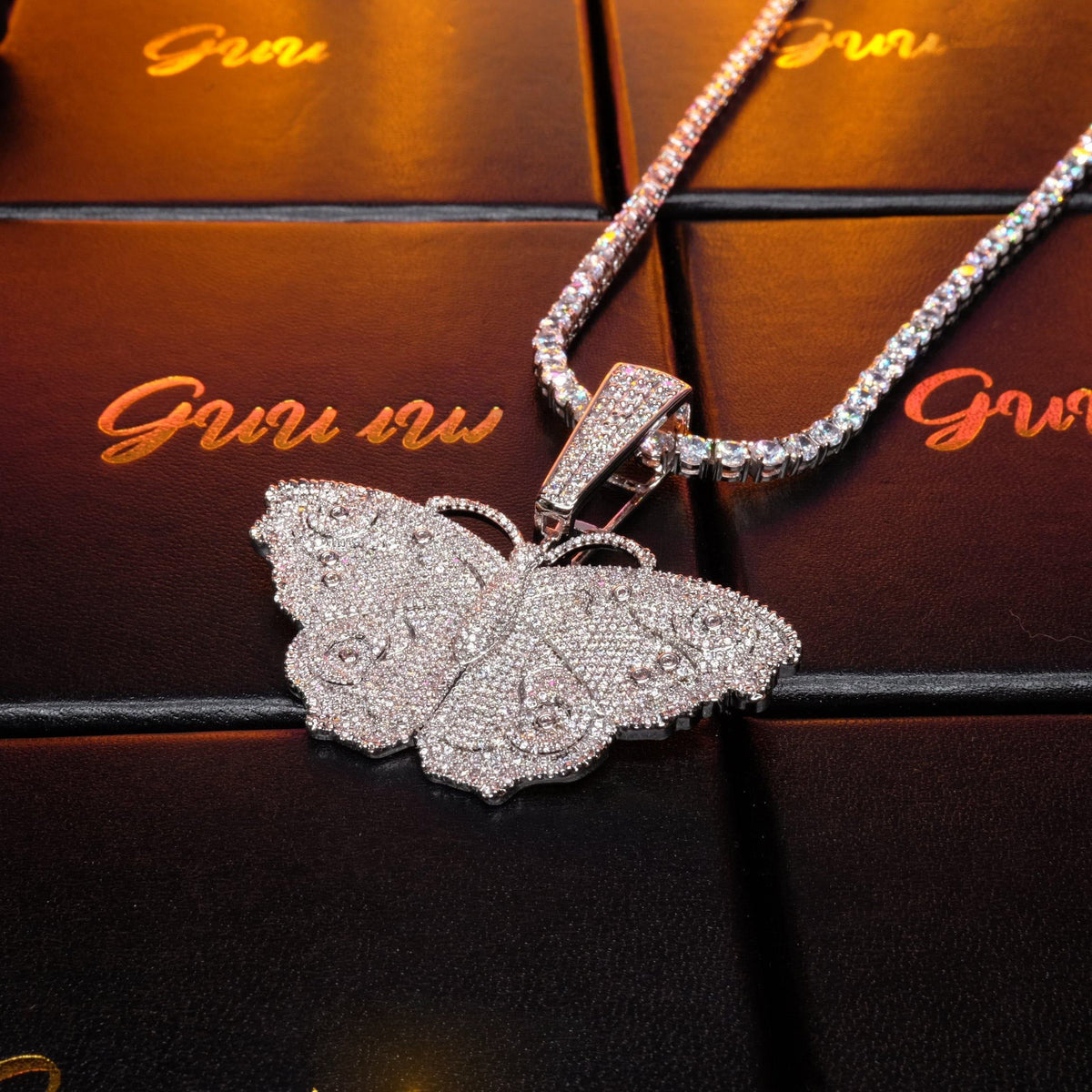 18K Gold-Plated Micro Inlay  AAA CZ Butterfly Pendant