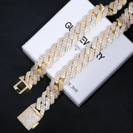 19mm 2-Row Iced Prong Cuban Chain In 18K Gold (Reward)