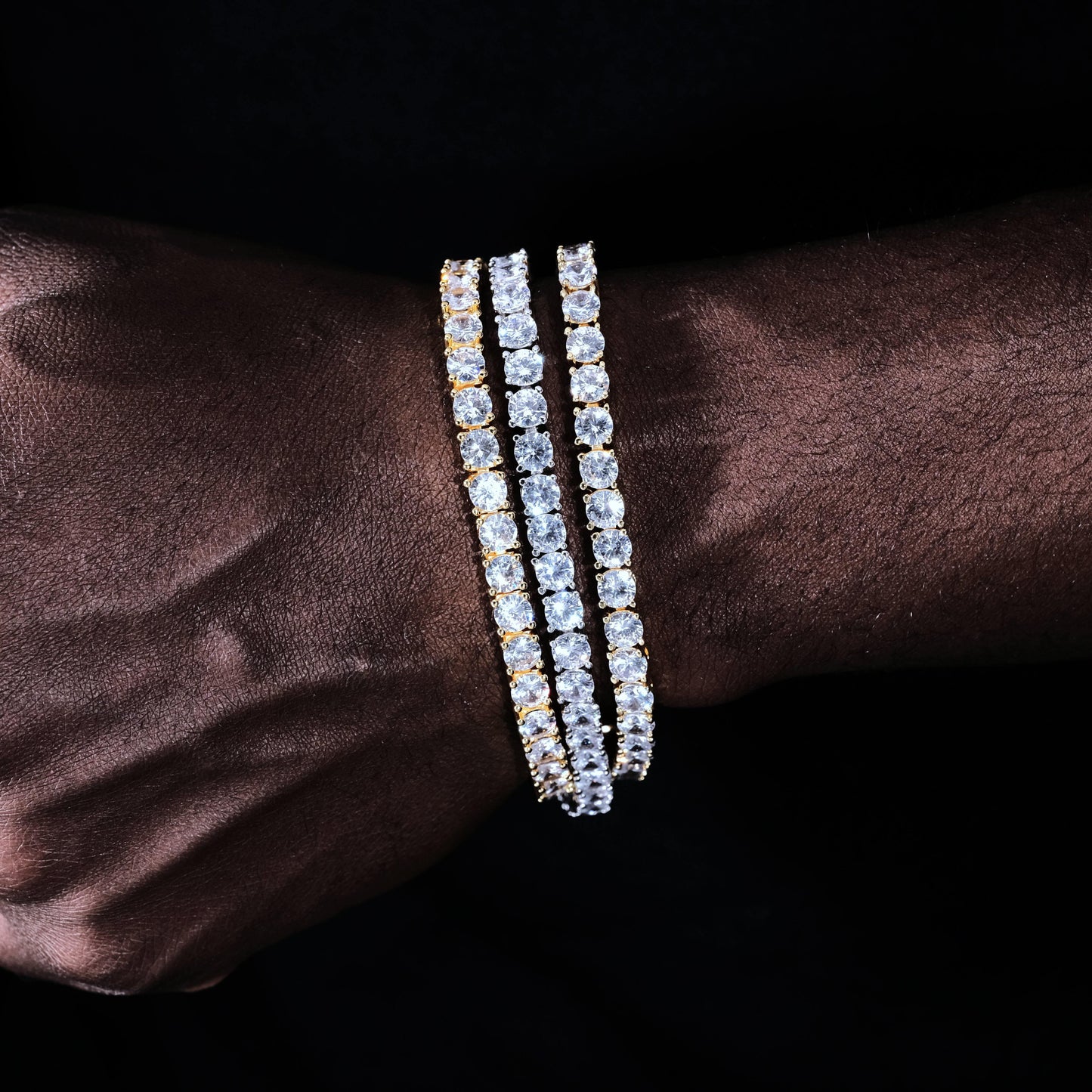 18k Gold-Plated  5mm AAA CZ Hip Hop Tennis Chain # Tennis Bracelet (Reward)