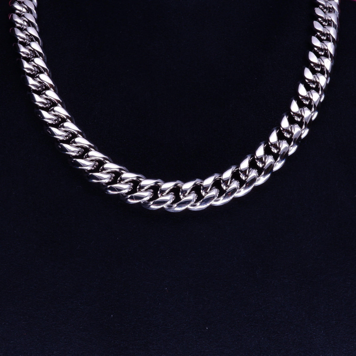12mm 18K WhiteGold-Plated Classic Miami Cuban Link