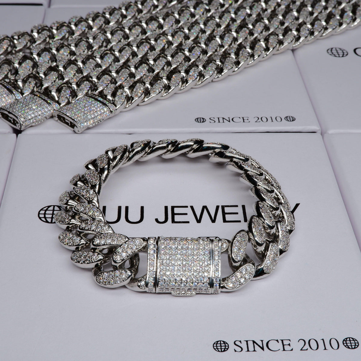 13MM 18K White Gold-Plated Classic Miami Cuban Link Bracelet