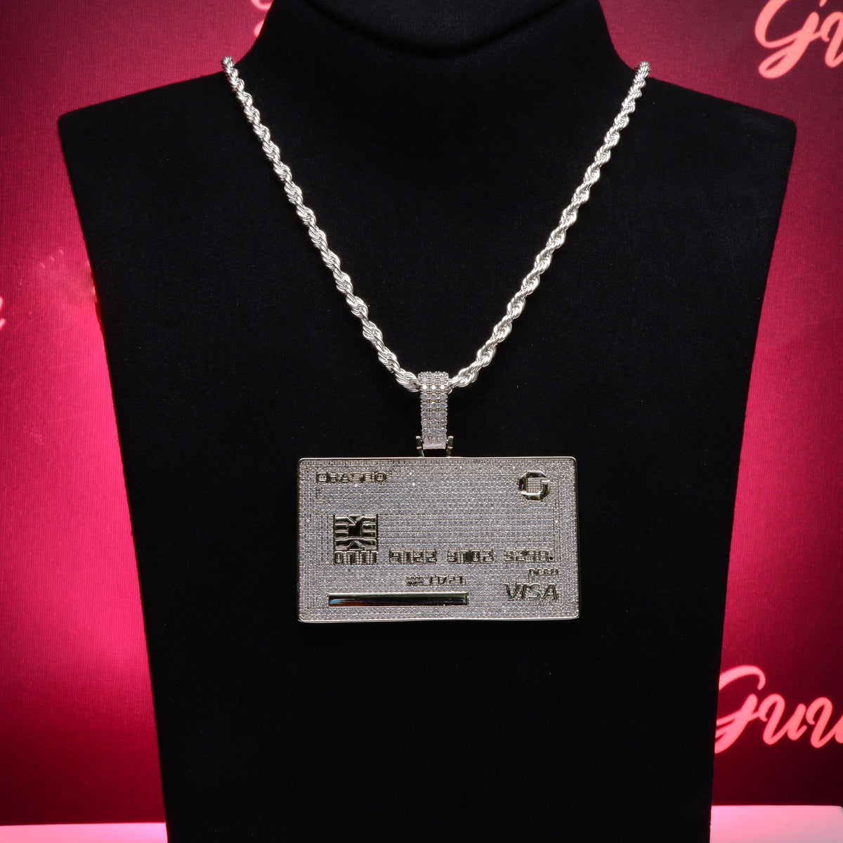 18K Gold-Plated Credit Card Bank card Iced Pendant