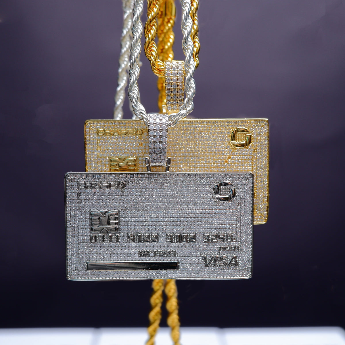 18K Gold-Plated Credit Card Bank card Iced Pendant