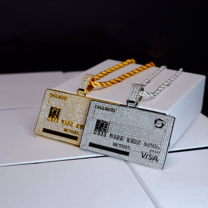 18K Gold-Plated Credit Card Bank card Iced Pendant